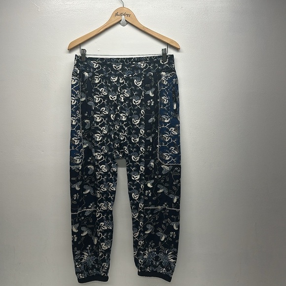 Ulla Johnson Suki Jogger Slouchy Pants Floral Cotton Stretch Navy Blue Size 6 - Picture 5 of 11